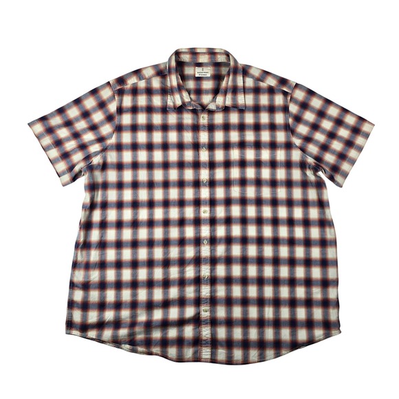 Mutual Weave Other - Mutual Weave‎ Plaid Button Down Shirt Mens 3XLT Blue Red Short Sleeve Stretch